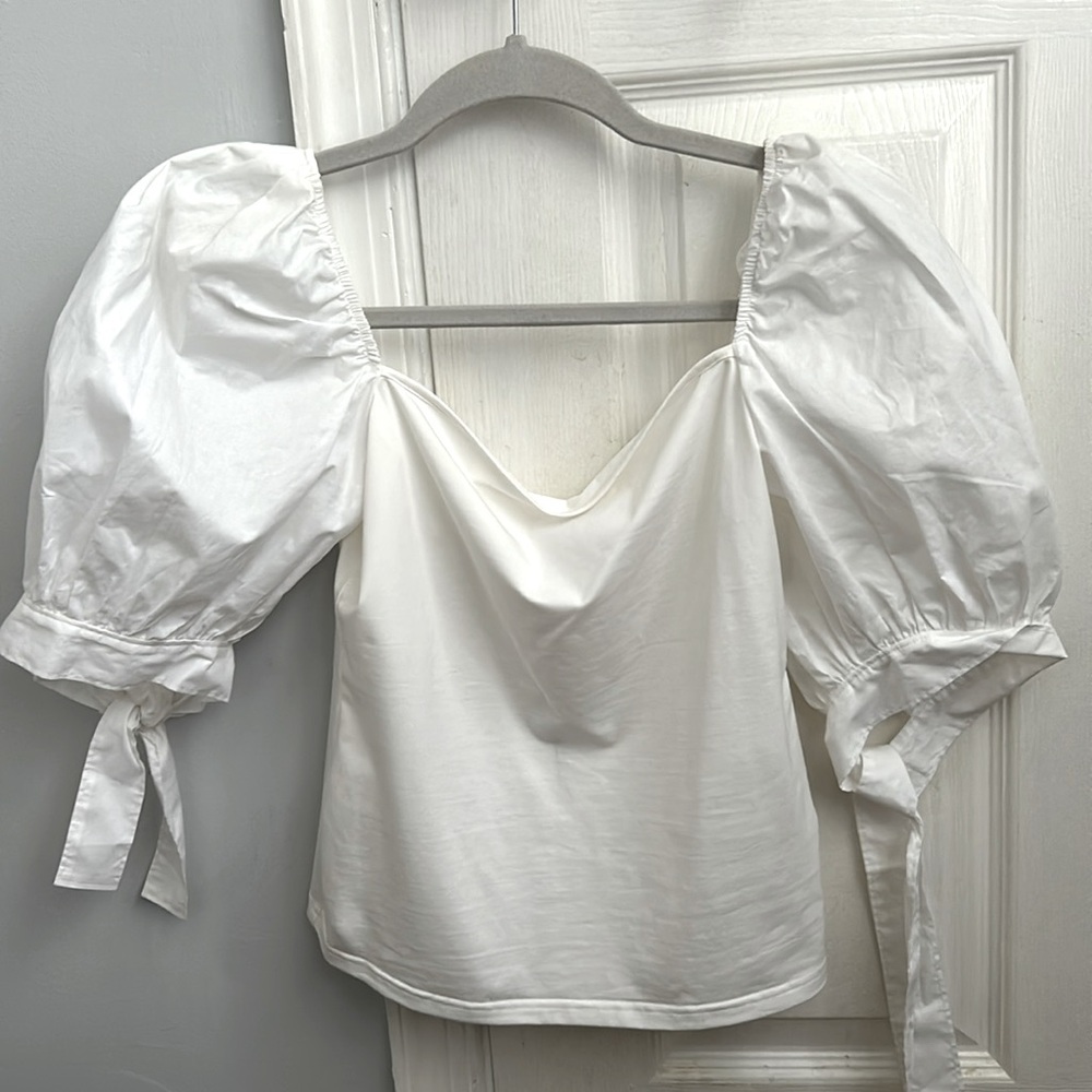 Cinq a Sept square neckline, three-quarter sleeve top; NWT!